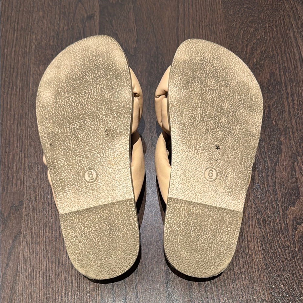 Beige Braided Slide Sandals - Picture 2 of 3